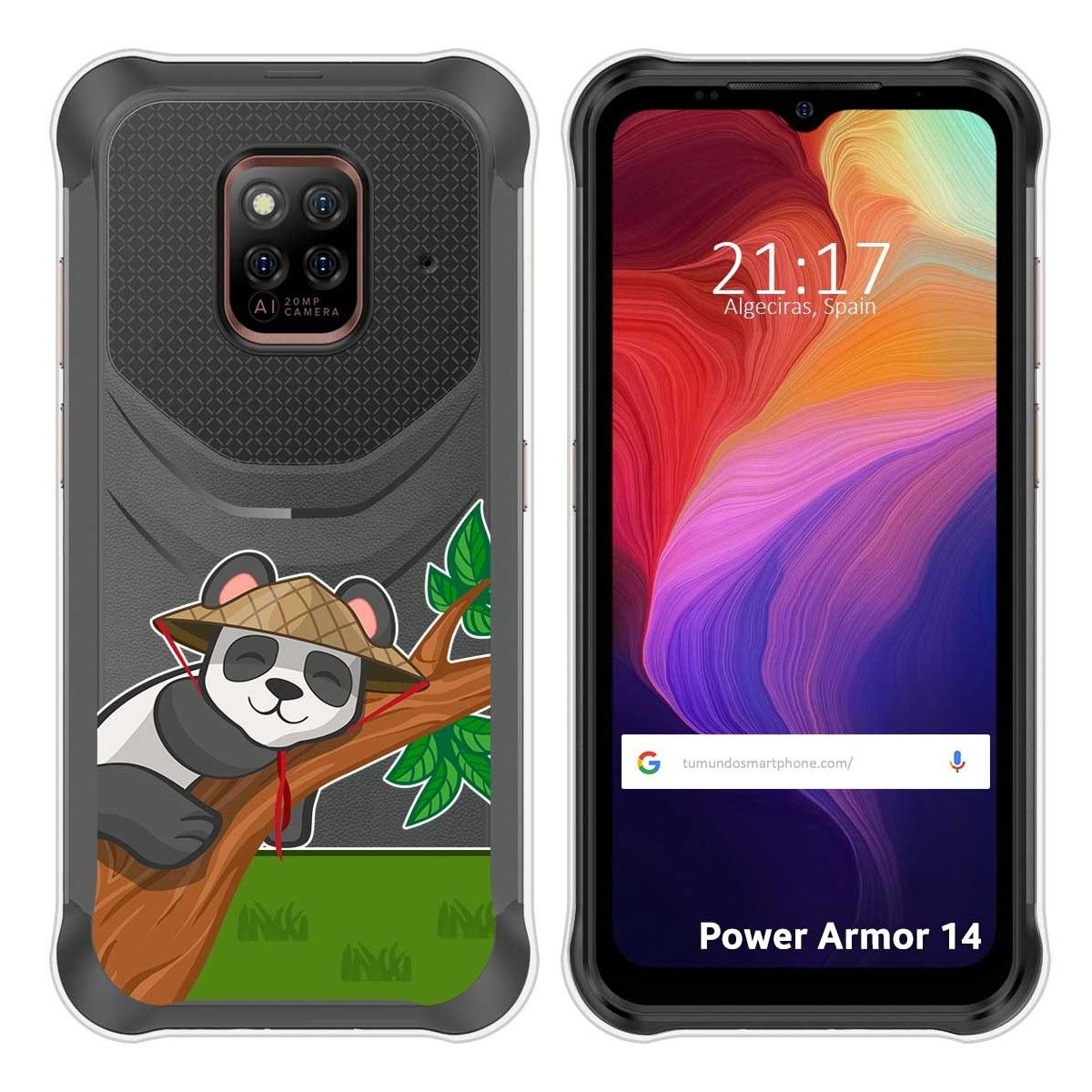 Funda Silicona Transparente para Ulefone Power Armor 14 / 14 Pro diseño Panda Dibujos