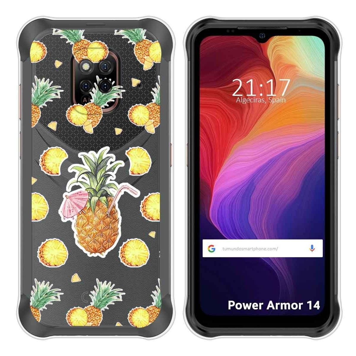 Funda Silicona Transparente para Ulefone Power Armor 14 / 14 Pro diseño Piña Dibujos