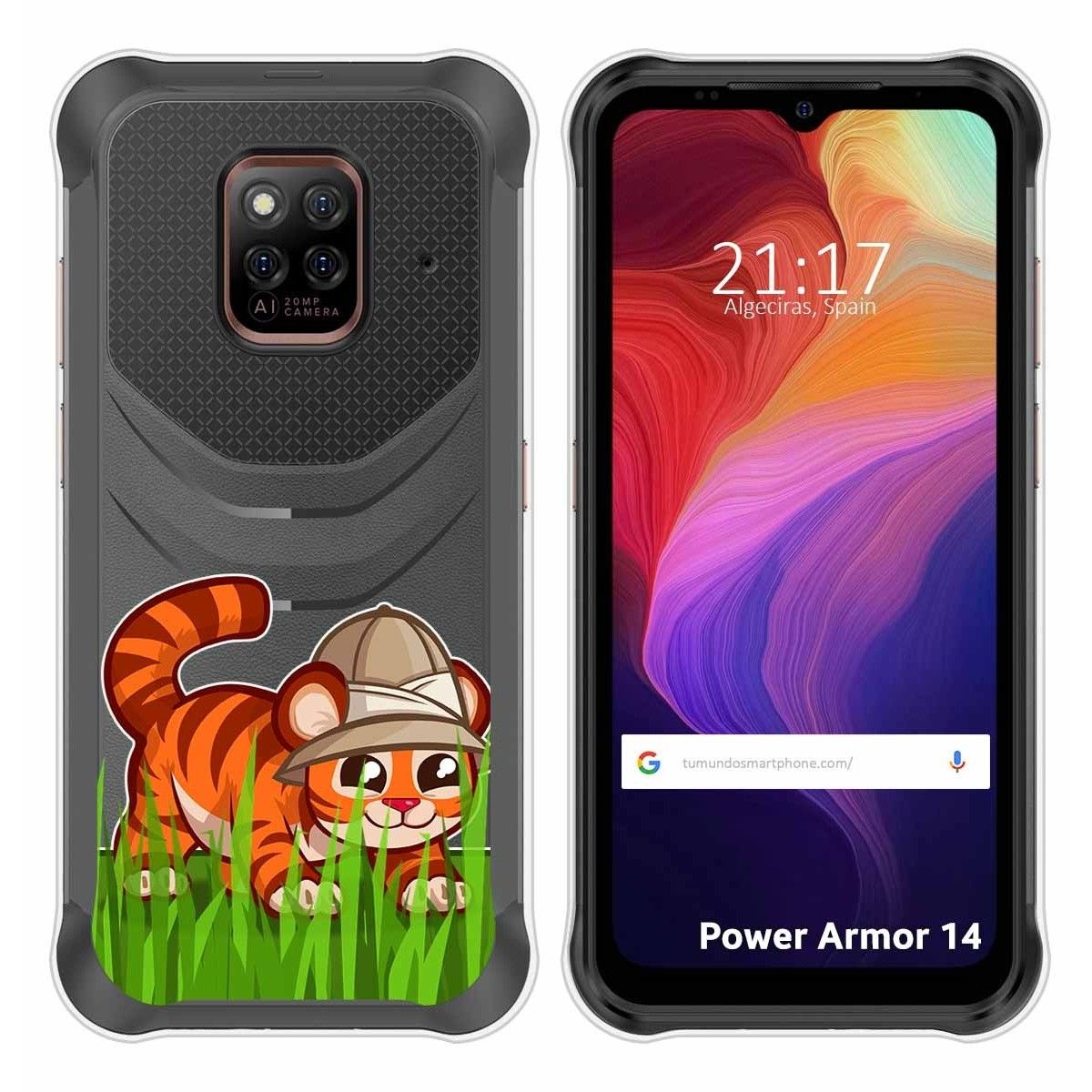 Funda Silicona Transparente para Ulefone Power Armor 14 / 14 Pro diseño Tigre Dibujos