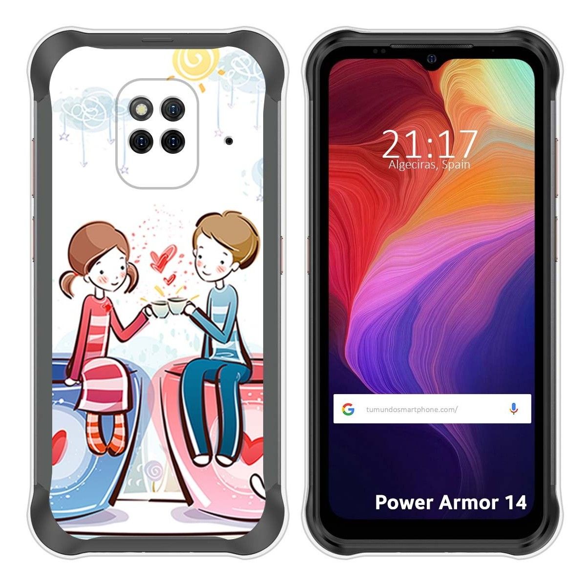 Funda Silicona para Ulefone Power Armor 14 / 14 Pro diseño Café Dibujos