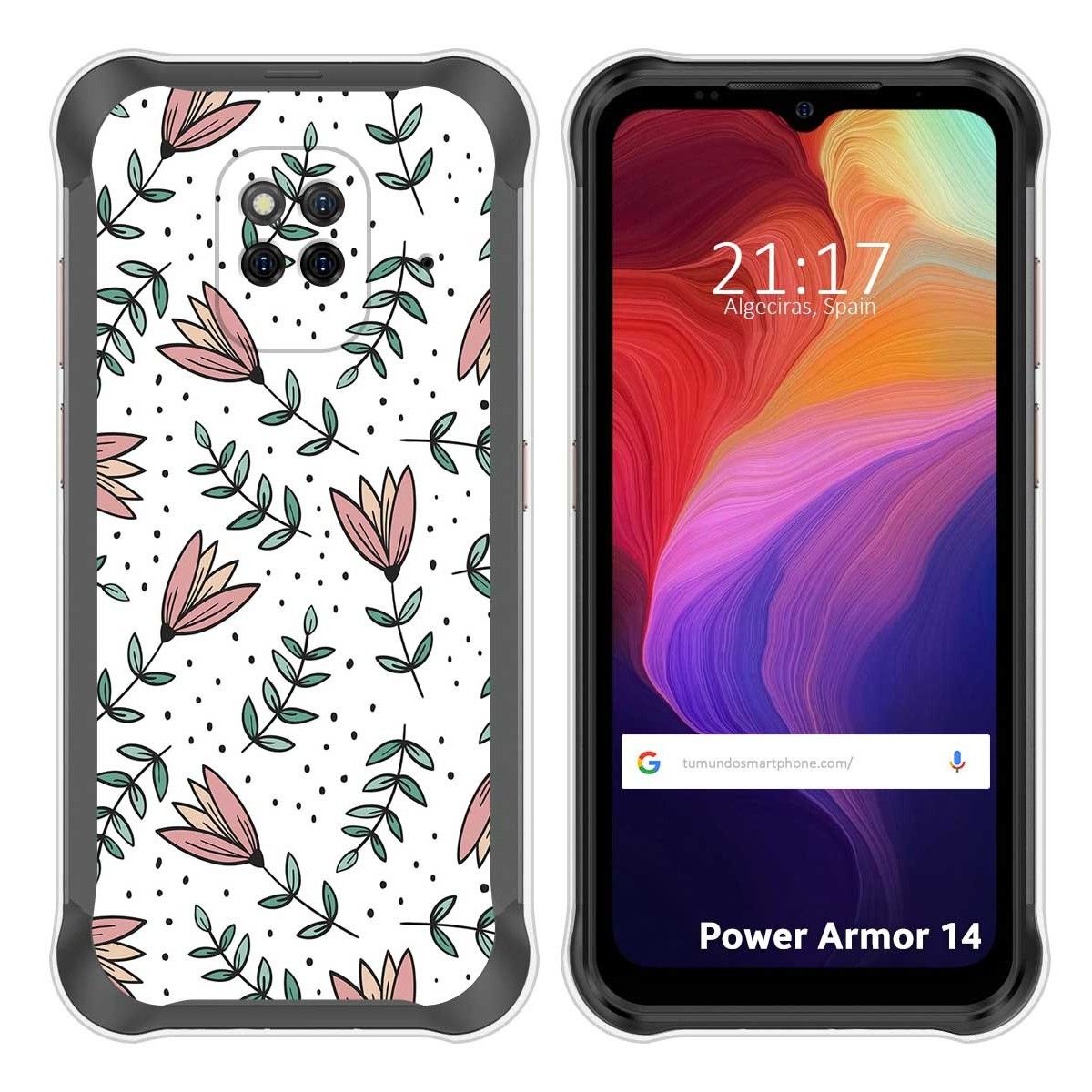 Funda Silicona Transparente para Ulefone Power Armor 14 / 14 Pro diseño Flores 01 Dibujos