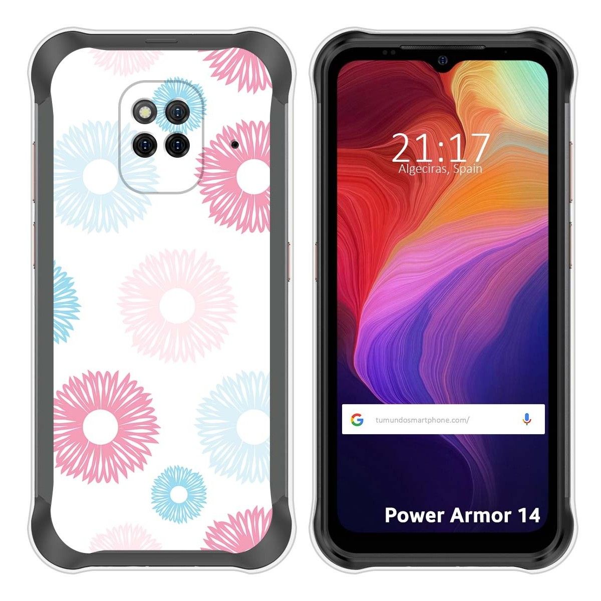 Funda Silicona Transparente para Ulefone Power Armor 14 / 14 Pro diseño Flores 06 Dibujos