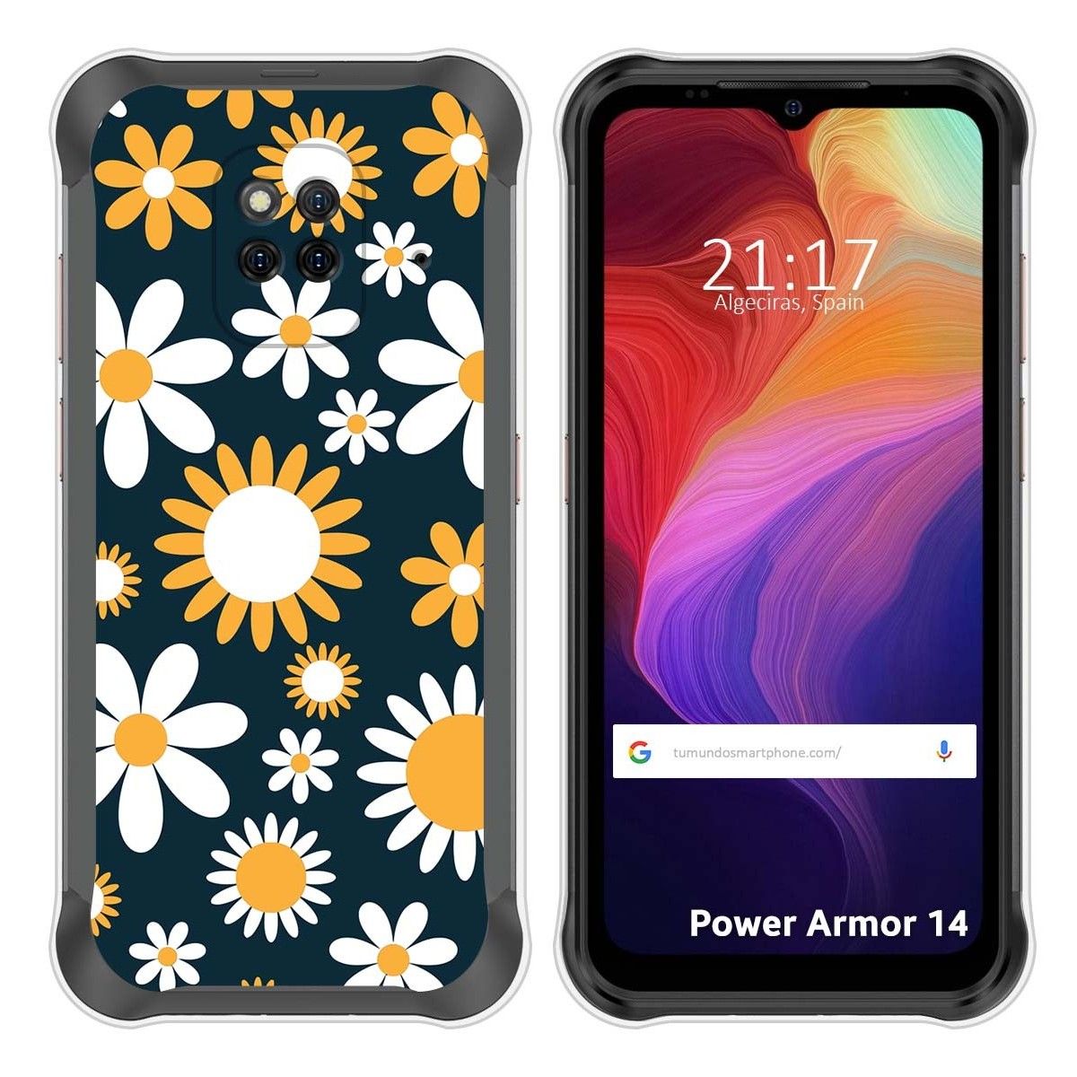 Funda Silicona Transparente para Ulefone Power Armor 14 / 14 Pro diseño Flores 08 Dibujos