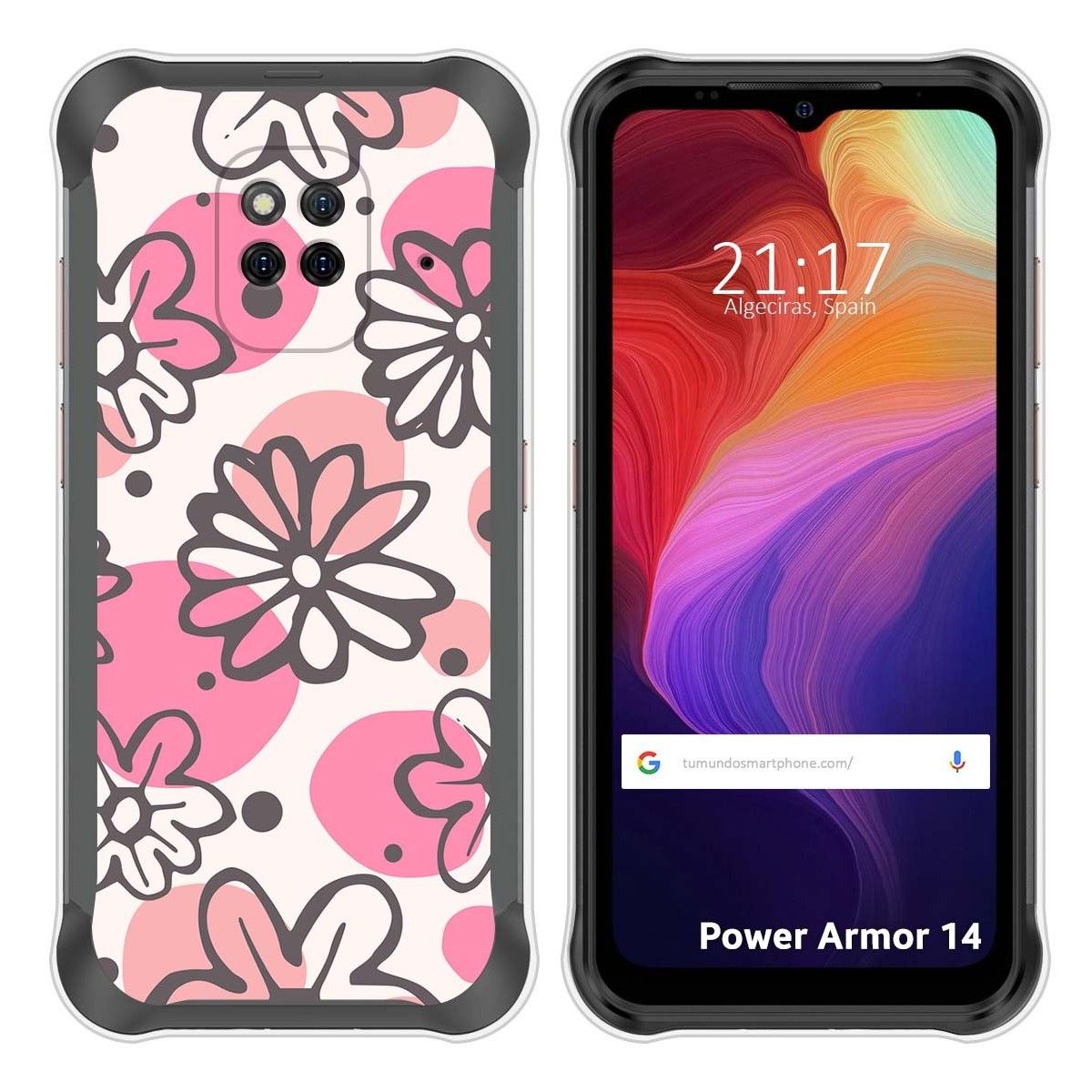 Funda Silicona Transparente para Ulefone Power Armor 14 / 14 Pro diseño Flores 09 Dibujos