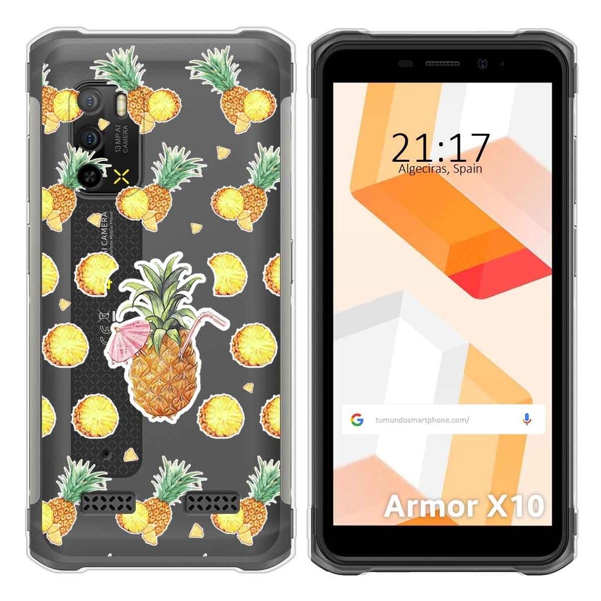 Funda Silicona Transparente para Ulefone Armor X10 / X10 Pro diseño Piña Dibujos