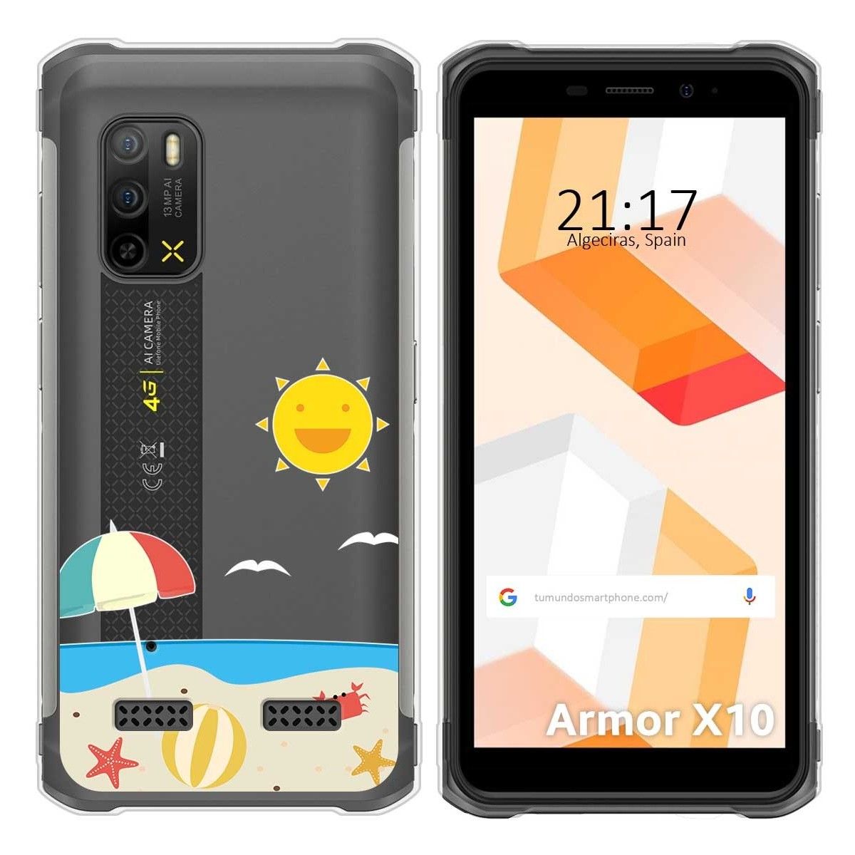 Funda Silicona Transparente para Ulefone Armor X10 / X10 Pro diseño Playa Dibujos