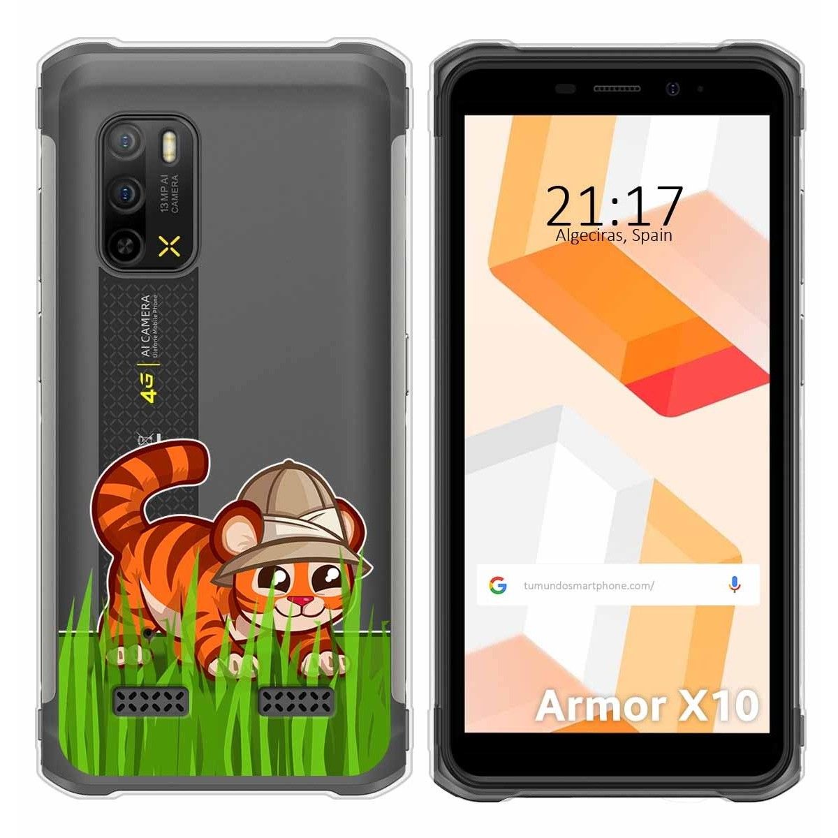 Funda Silicona Transparente para Ulefone Armor X10 / X10 Pro diseño Tigre Dibujos
