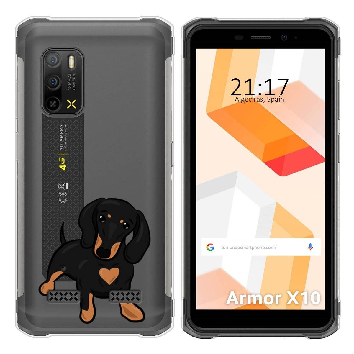 Funda Silicona Transparente para Ulefone Armor X10 / X10 Pro diseño Perros 04 Dibujos
