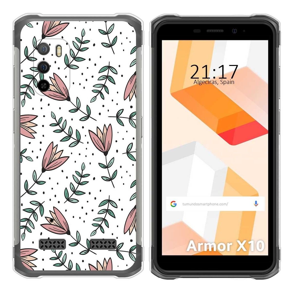 Funda Silicona Transparente para Ulefone Armor X10 / X10 Pro diseño Flores 01 Dibujos