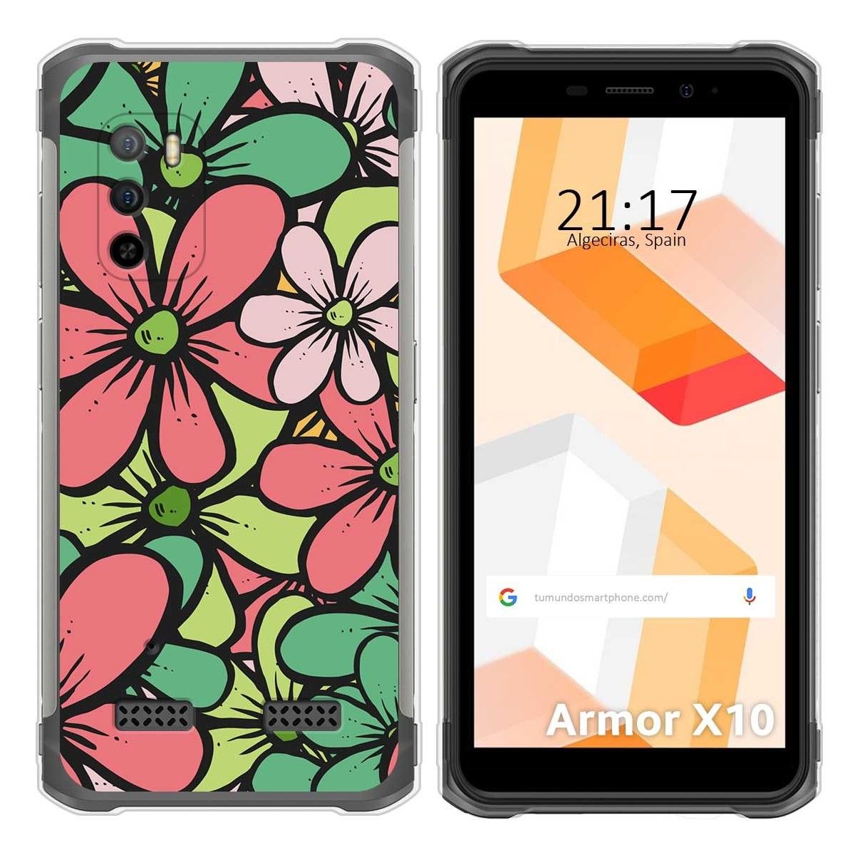 Funda Silicona Transparente para Ulefone Armor X10 / X10 Pro diseño Flores 02 Dibujos