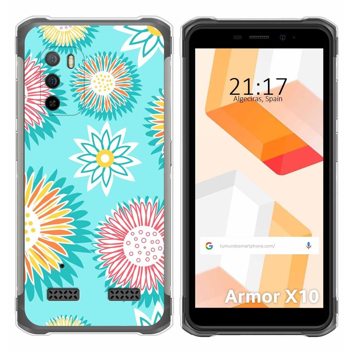 Funda Silicona Transparente para Ulefone Armor X10 / X10 Pro diseño Flores 05 Dibujos