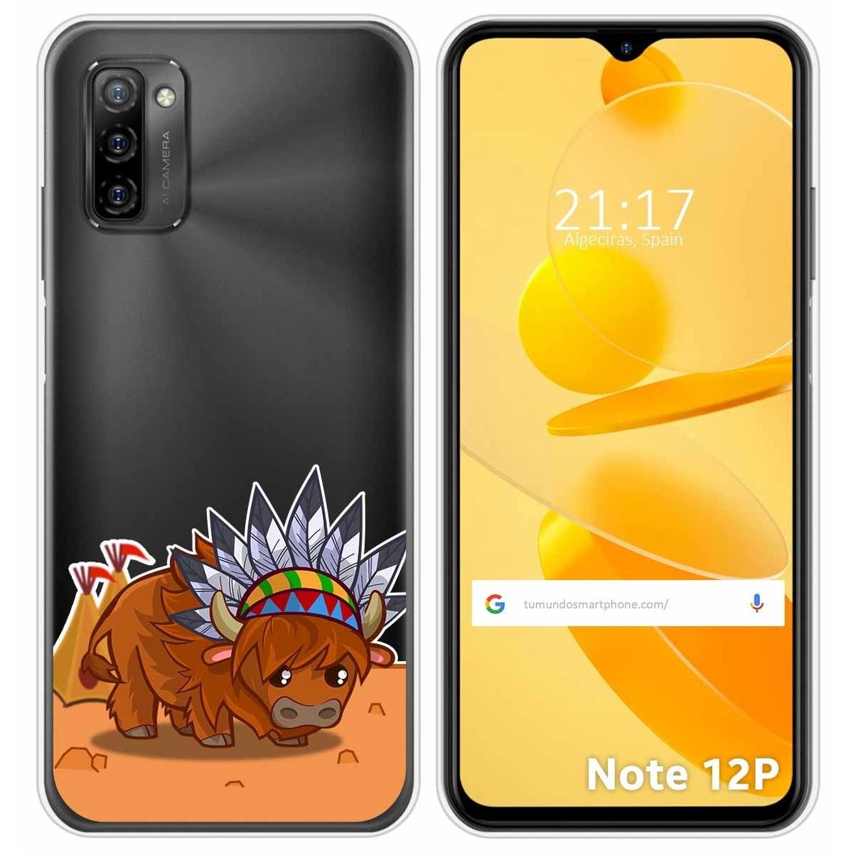 Funda Silicona Transparente para Ulefone Note 12P diseño Bufalo Dibujos