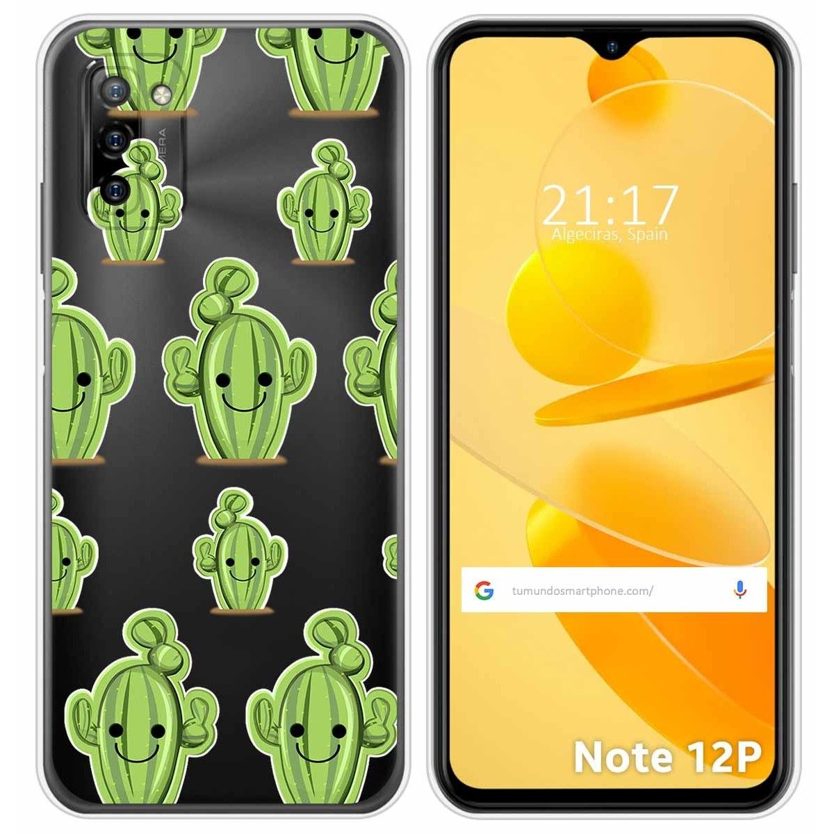 Funda Silicona Transparente para Ulefone Note 12P diseño Cactus Dibujos