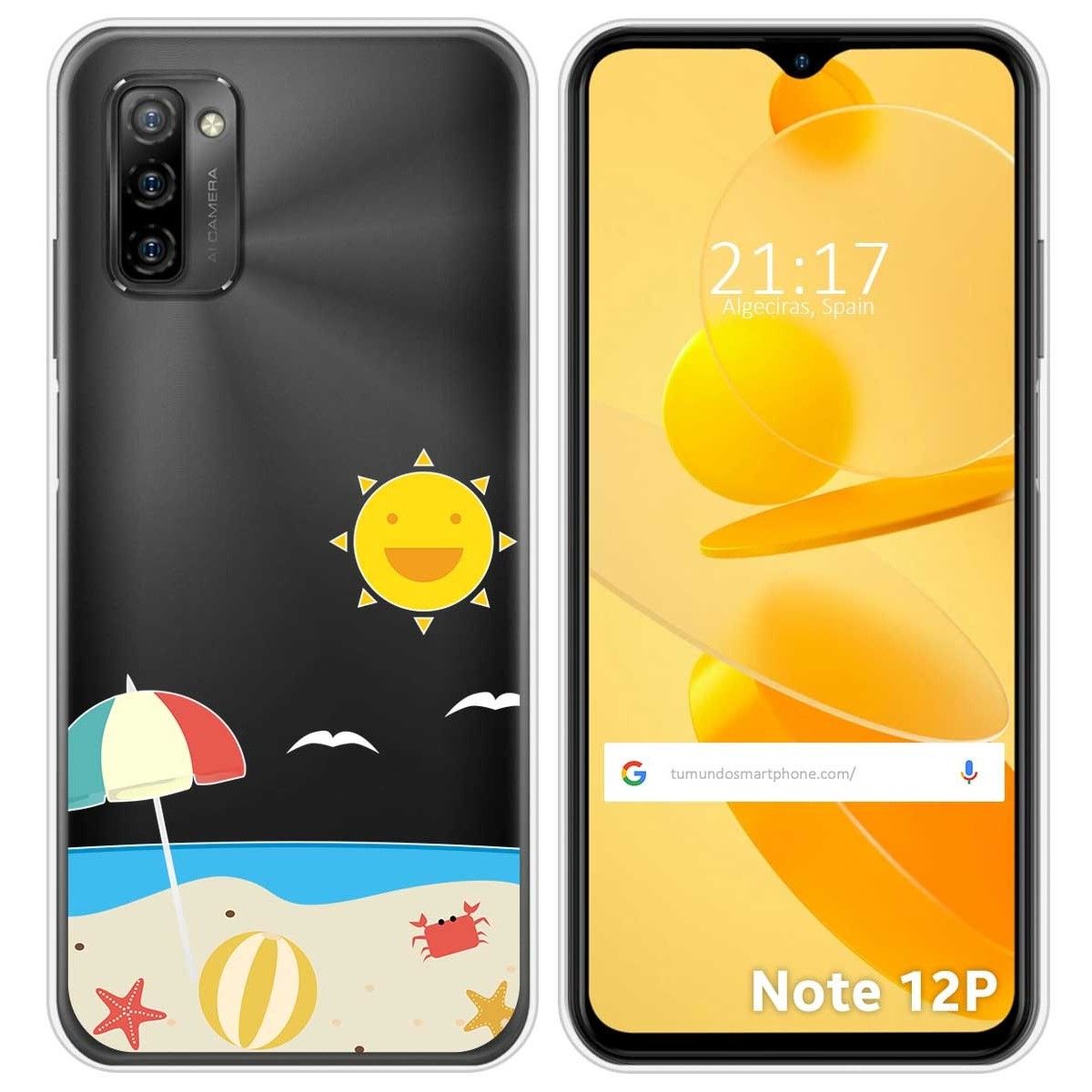 Funda Silicona Transparente para Ulefone Note 12P diseño Playa Dibujos