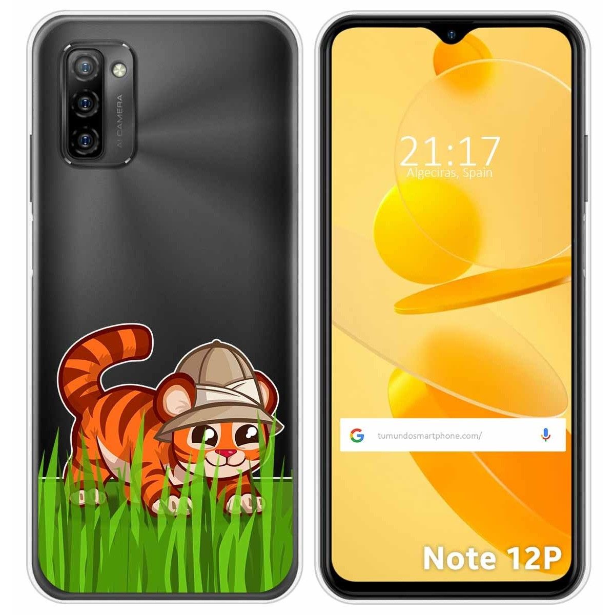 Funda Silicona Transparente para Ulefone Note 12P diseño Tigre Dibujos