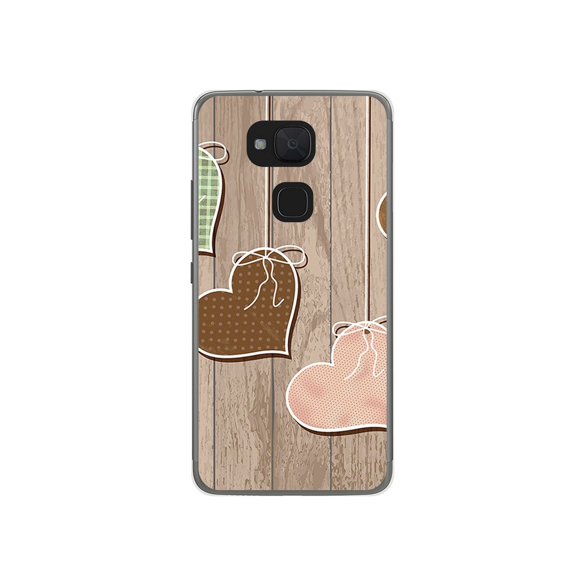 Funda Gel Tpu para Bq Aquaris V Plus / Vs Plus Diseño Corazones Madera Dibujos