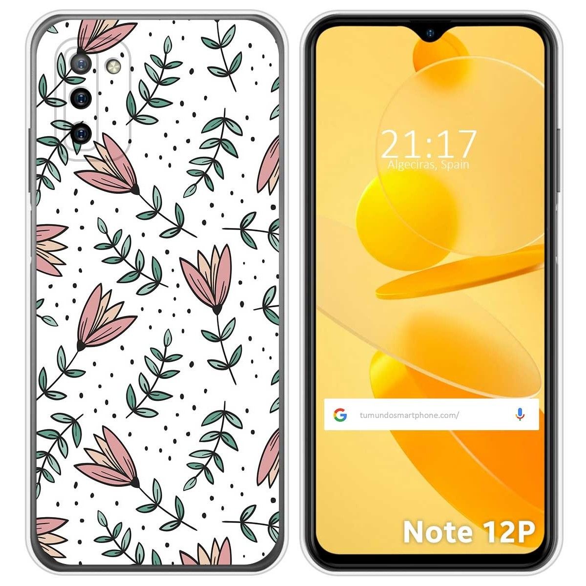 Funda Silicona Transparente para Ulefone Note 12P diseño Flores 01 Dibujos