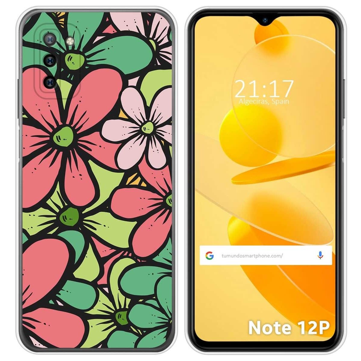 Funda Silicona Transparente para Ulefone Note 12P diseño Flores 02 Dibujos
