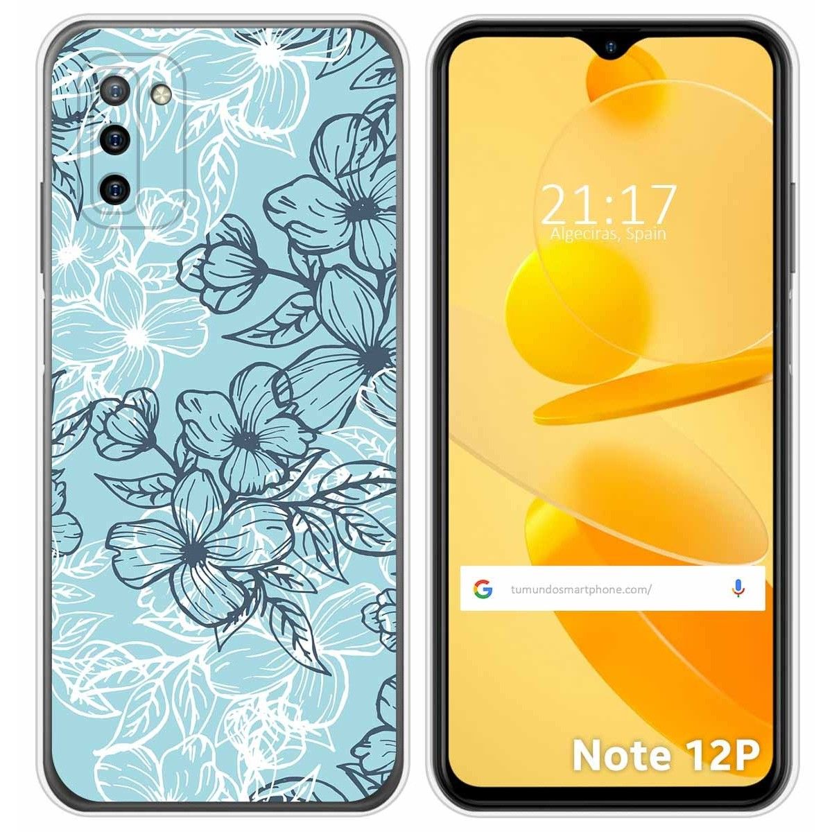 Funda Silicona Transparente para Ulefone Note 12P diseño Flores 03 Dibujos