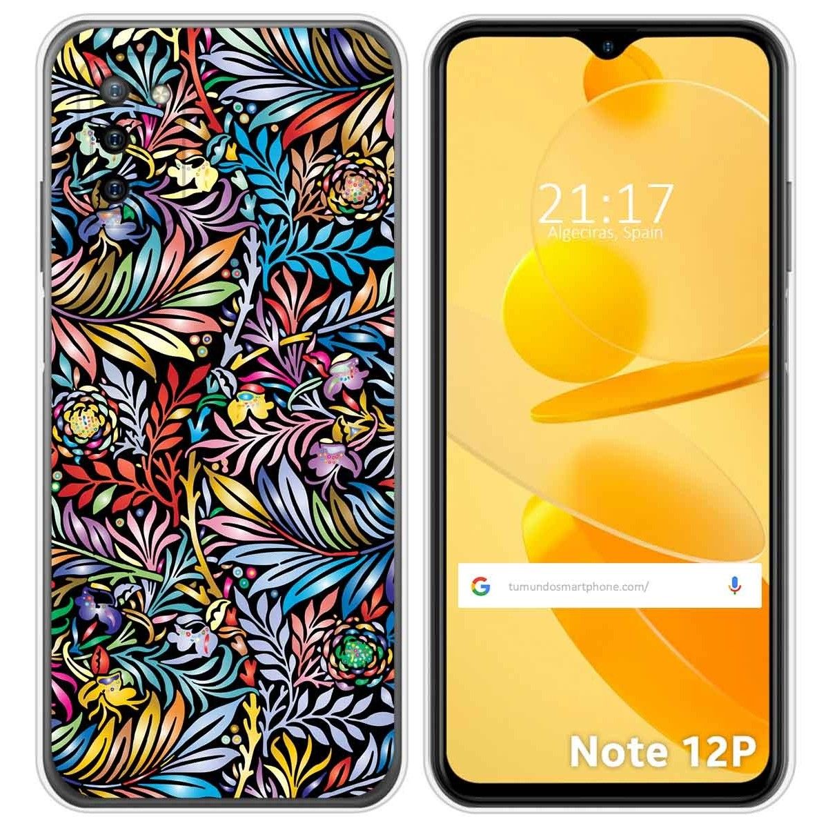 Funda Silicona Transparente para Ulefone Note 12P diseño Flores 04 Dibujos