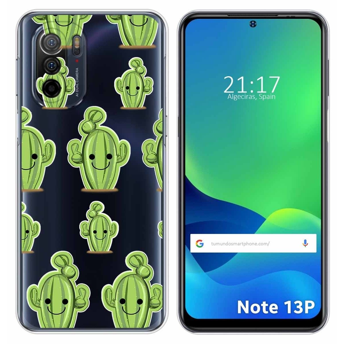 Funda Silicona Transparente para Ulefone Note 13P diseño Cactus Dibujos