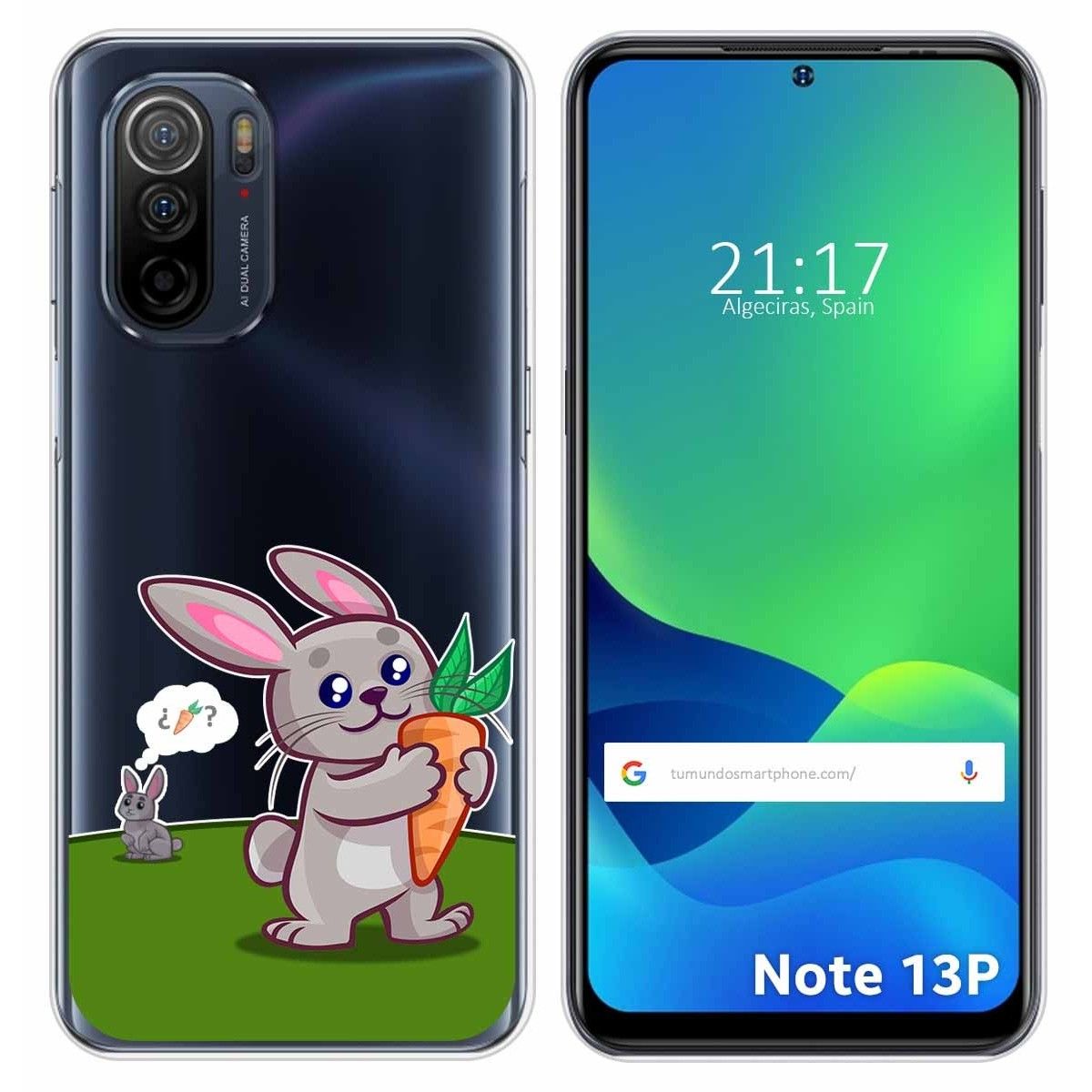 Funda Silicona Transparente para Ulefone Note 13P diseño Conejo Dibujos