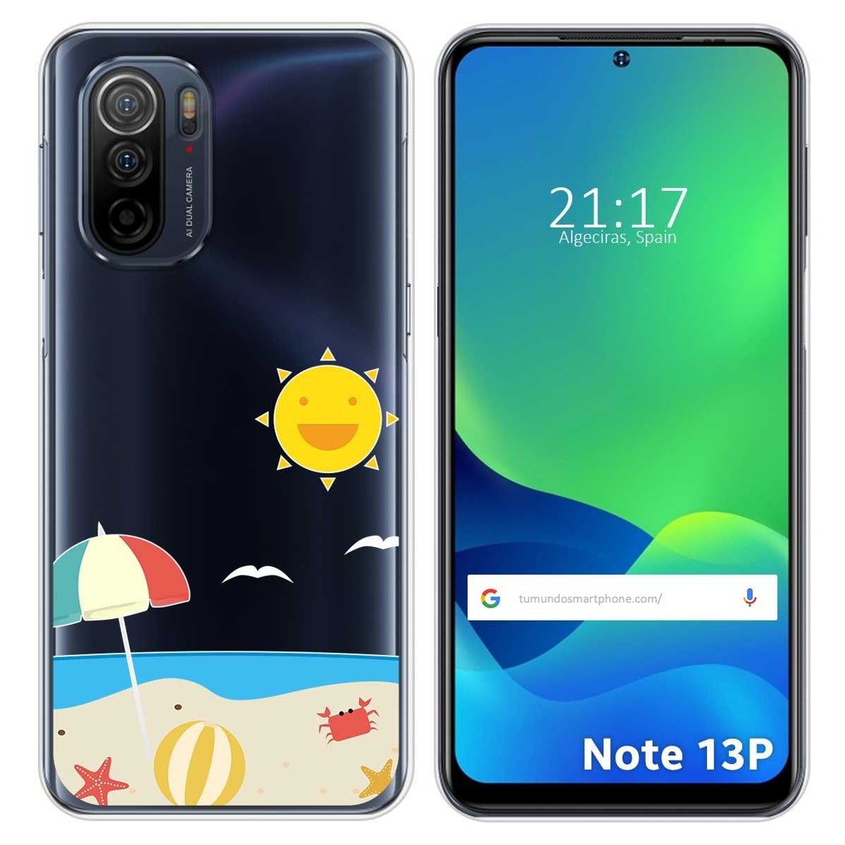 Funda Silicona Transparente para Ulefone Note 13P diseño Playa Dibujos