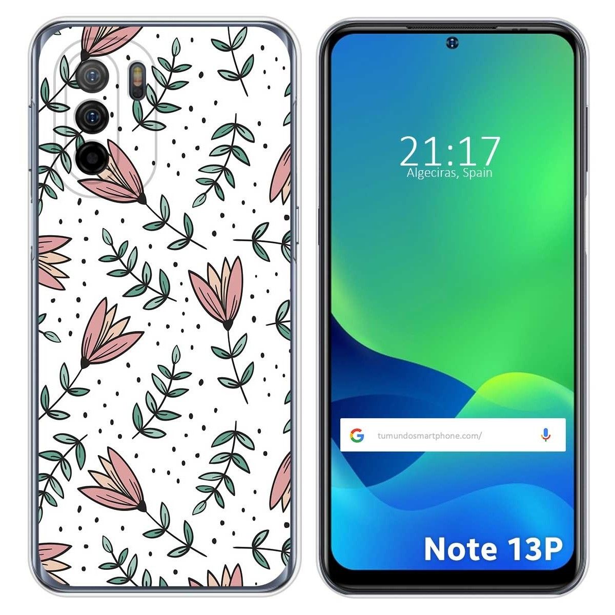 Funda Silicona Transparente para Ulefone Note 13P diseño Flores 01 Dibujos
