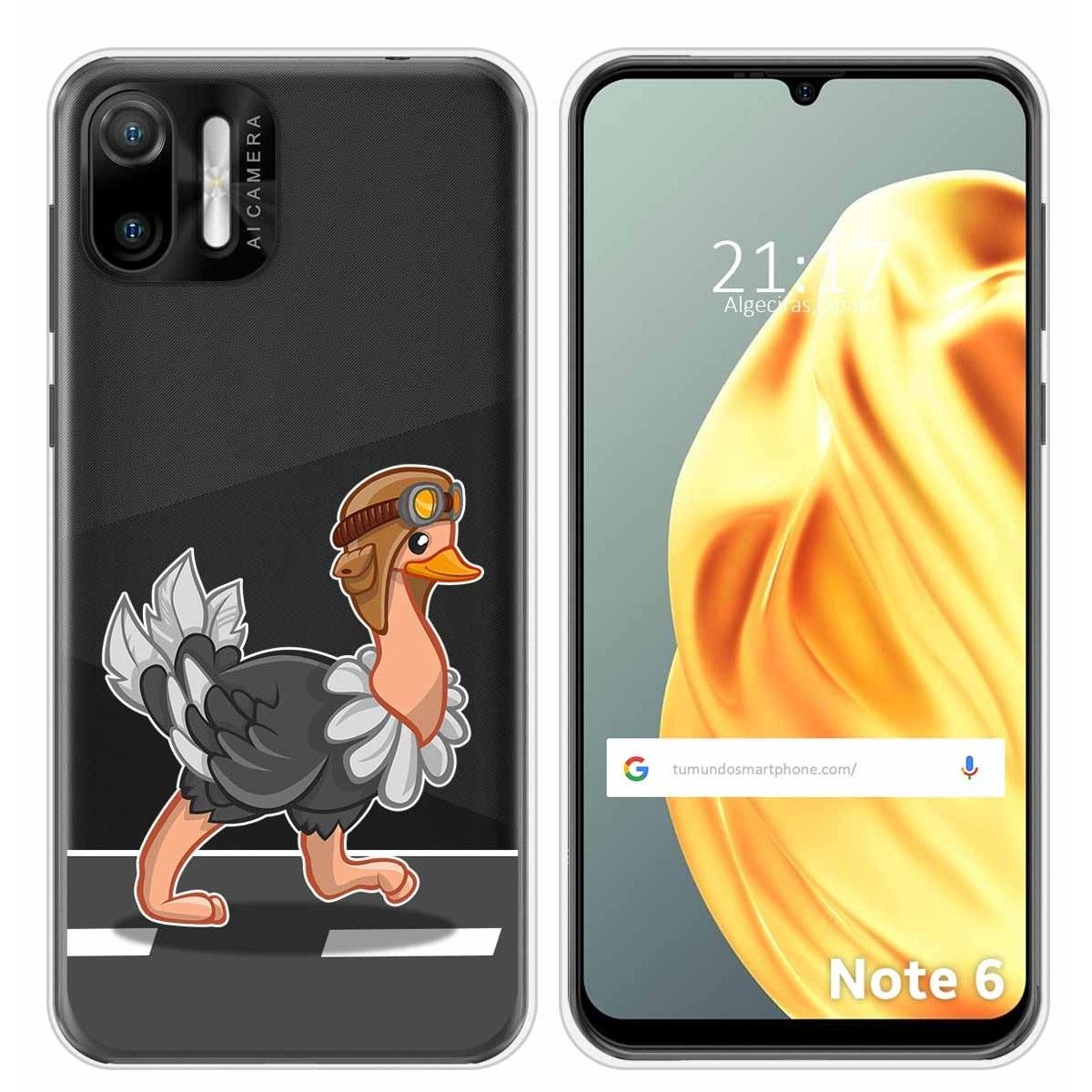 Funda Silicona Transparente para Ulefone Note Note 6 / 6P diseño Avestruz Dibujos