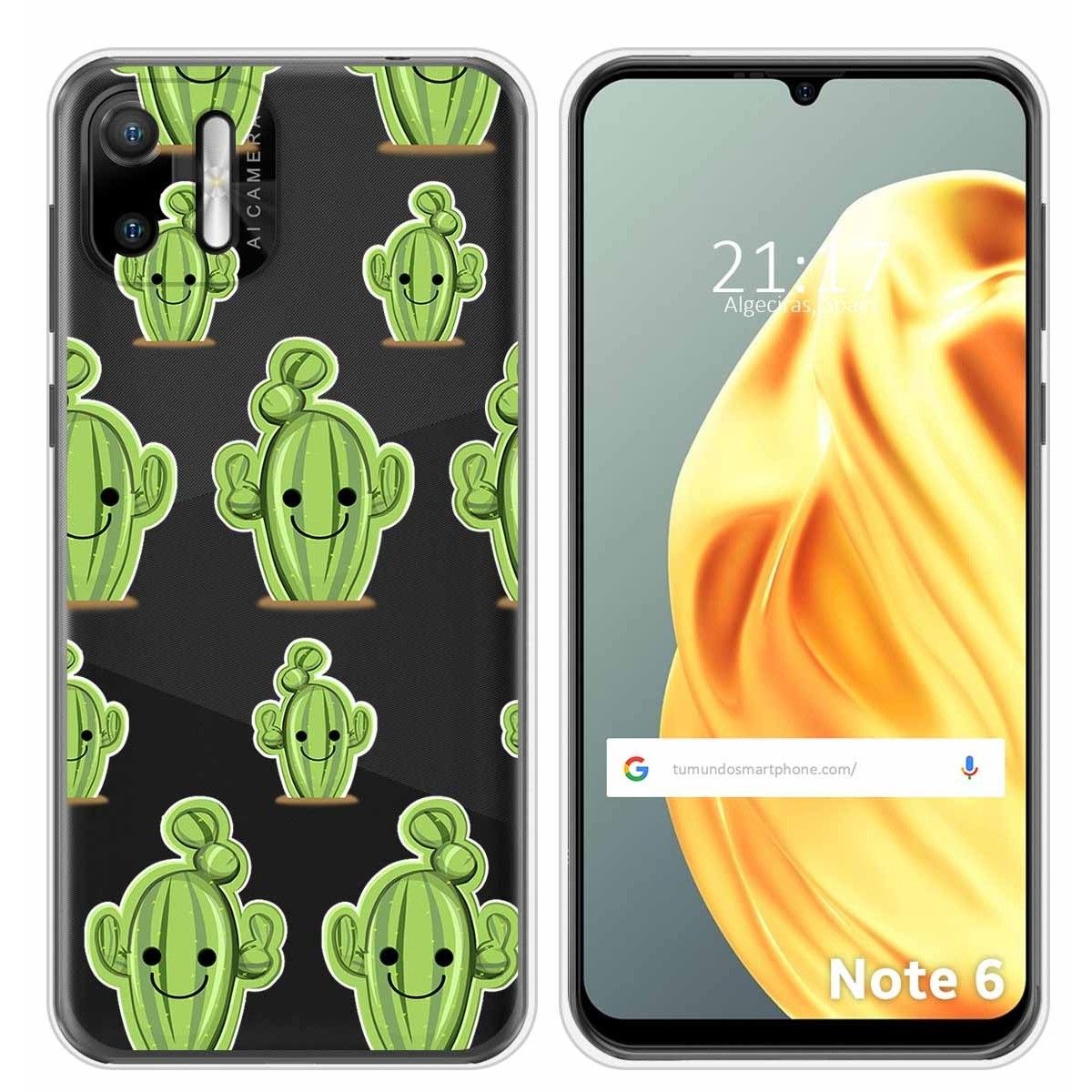 Funda Silicona Transparente para Ulefone Note Note 6 / 6P diseño Cactus Dibujos