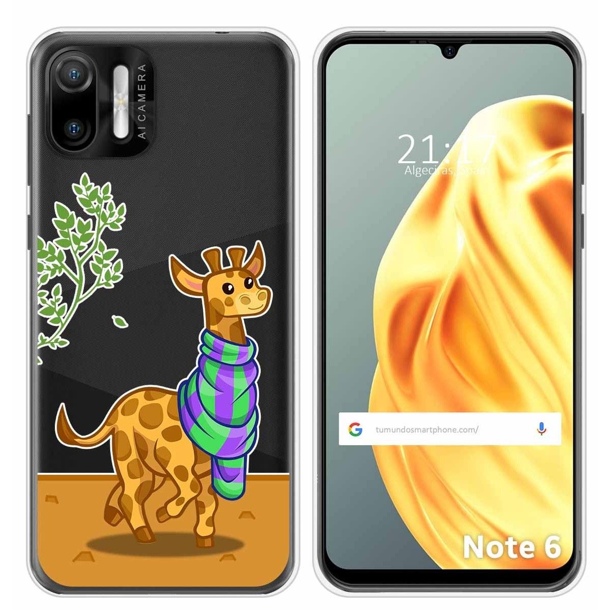 Funda Silicona Transparente para Ulefone Note Note 6 / 6P diseño Jirafa Dibujos
