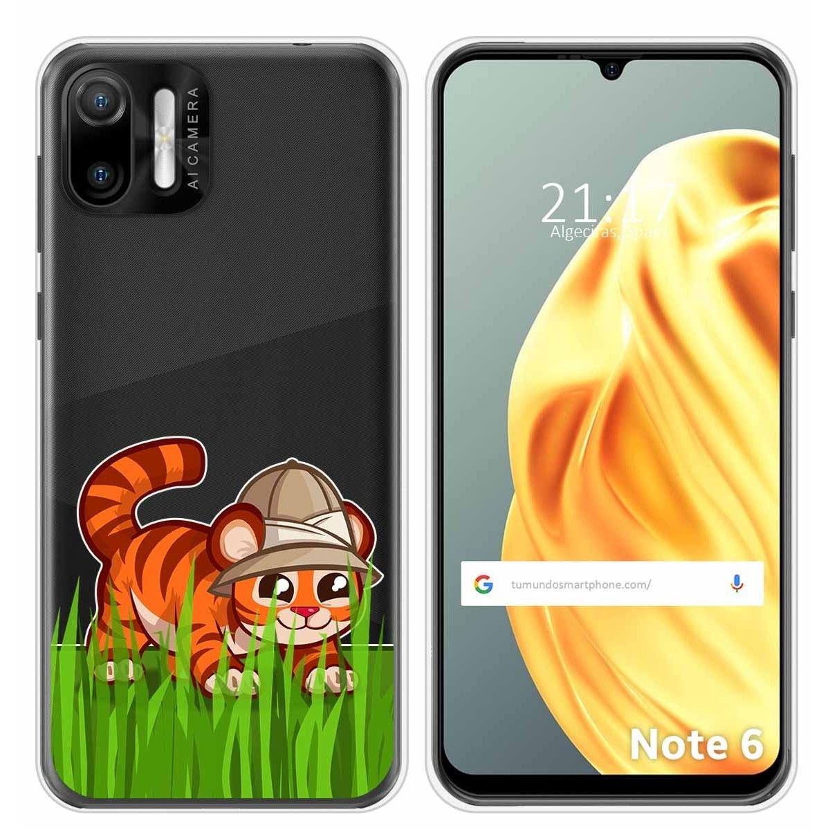 Funda Silicona Transparente para Ulefone Note Note 6 / 6P diseño Tigre Dibujos