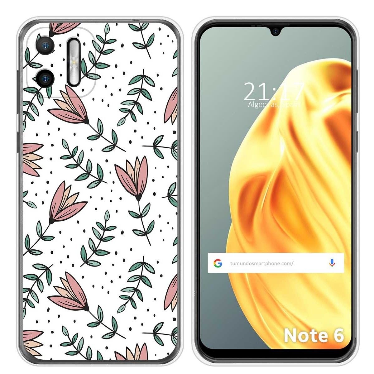 Funda Silicona Transparente para Ulefone Note Note 6 / 6P diseño Flores 01 Dibujos