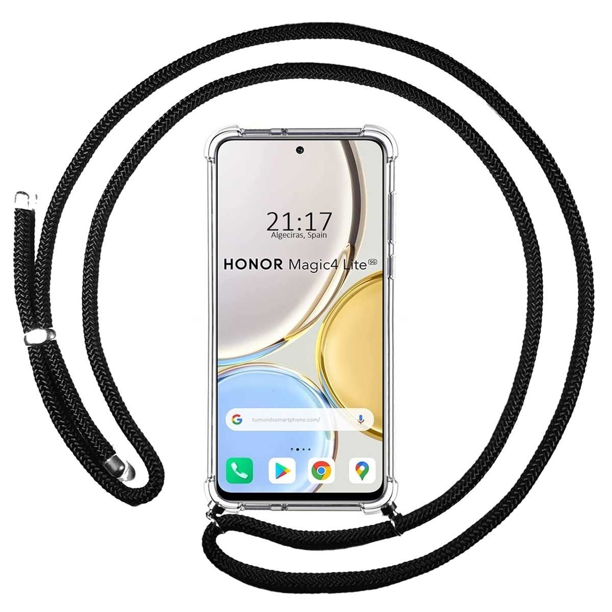 Funda Colgante Transparente para Huawei Honor Magic 4 Lite con Cordon Negro