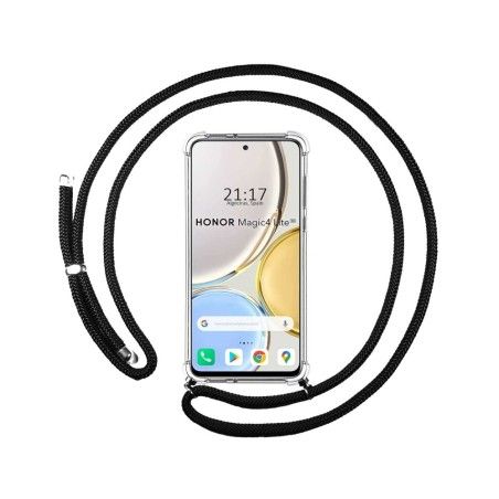 Funda Colgante Transparente para Huawei Honor Magic 4 Lite con Cordon Negro