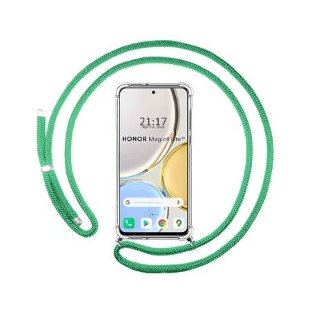 Funda Colgante Transparente para Huawei Honor Magic 4 Lite con Cordon Verde Agua