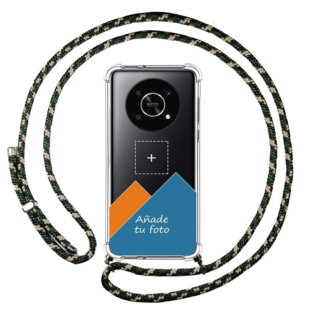 Personaliza tu Funda Colgante Transparente para Huawei Honor Magic 4 Lite con Cordon Verde / Dorado Dibujo Personalizada