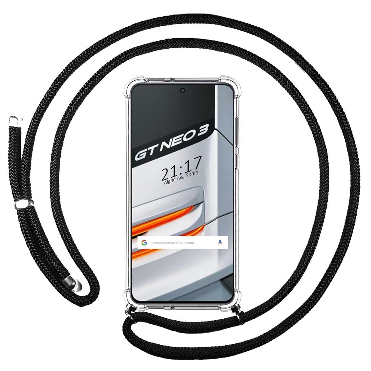 Funda Colgante Transparente para Realme GT Neo 3 5G con Cordon Negro