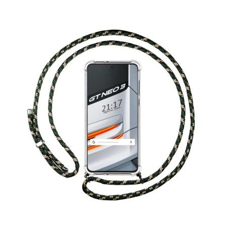 Funda Colgante Transparente para Realme GT Neo 3 5G con Cordon Verde / Dorado