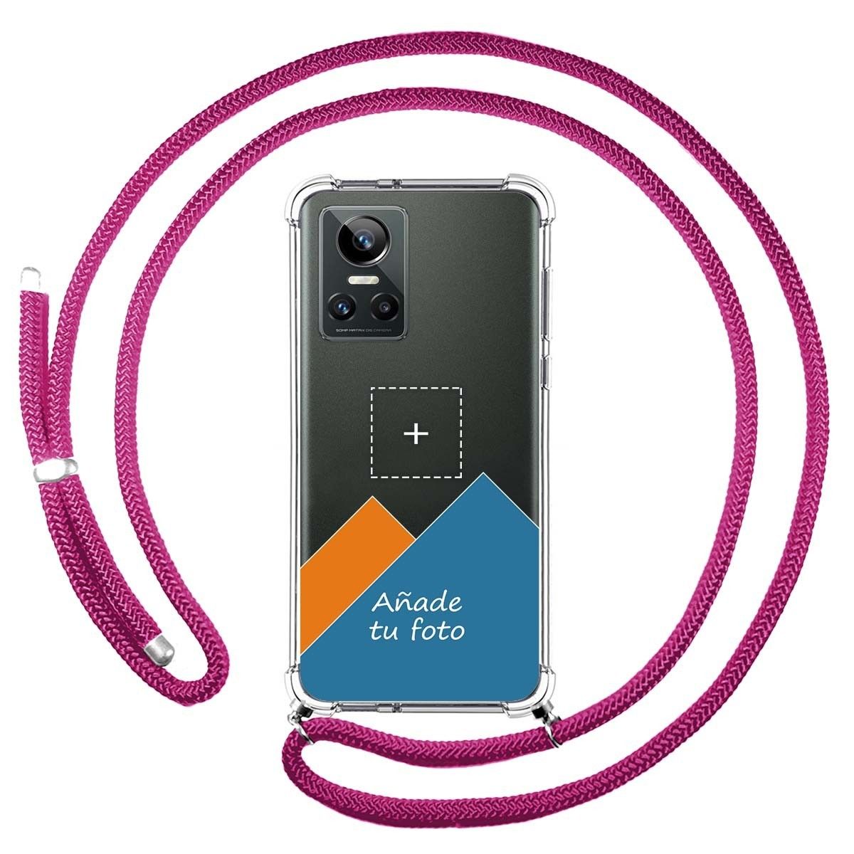 Personaliza tu Funda Colgante Transparente para Realme GT Neo 3 5G con Cordon Rosa Fucsia Dibujo Personalizada