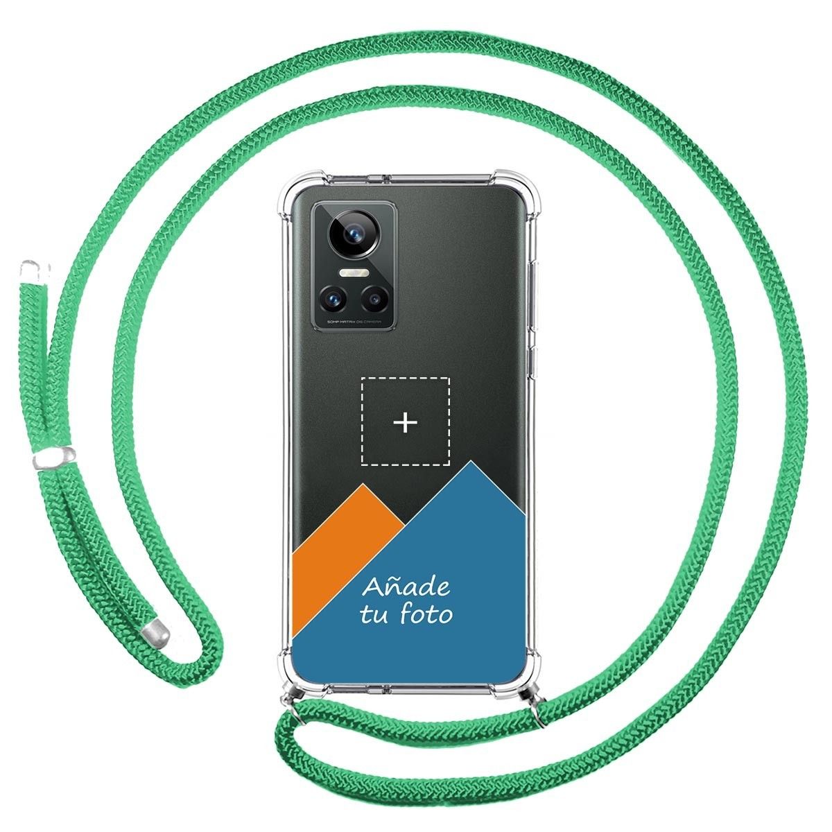 Personaliza tu Funda Colgante Transparente para Realme GT Neo 3 5G con Cordon Verde Agua Dibujo Personalizada