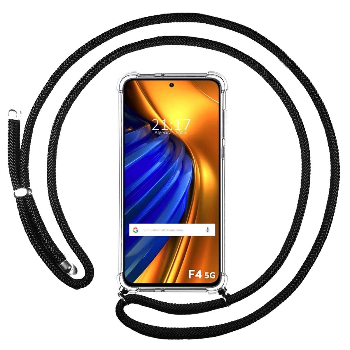 Funda Colgante Transparente para Xiaomi Poco F4 5G con Cordon Negro