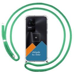 Personaliza tu Funda Colgante Transparente para Xiaomi Poco F4 5G con Cordon Verde Agua Dibujo Personalizada