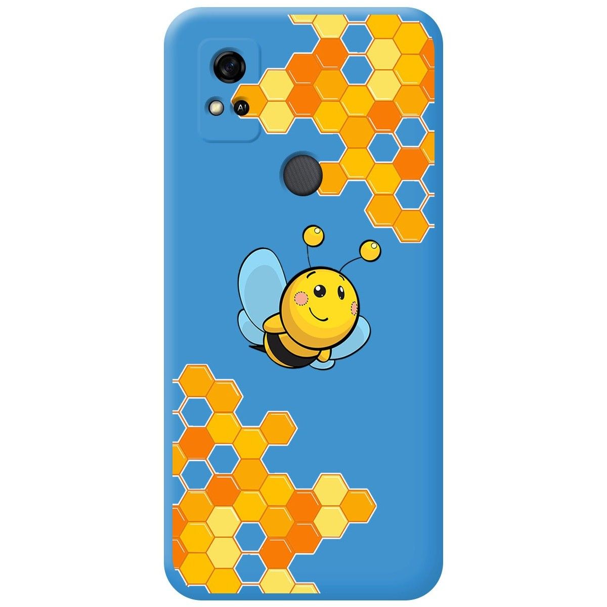 Funda Silicona Líquida Azul para ZTE Blade A31 diseño Abeja Dibujos