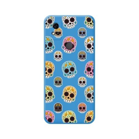 Funda Silicona Líquida Azul para ZTE Blade A31 diseño Catrina Dibujos