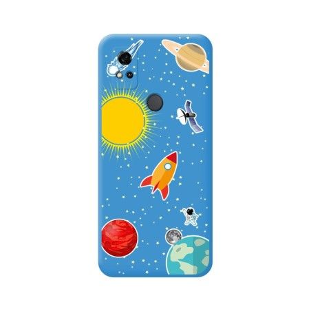 Funda Silicona Líquida Azul para ZTE Blade A31 diseño Espacio Dibujos