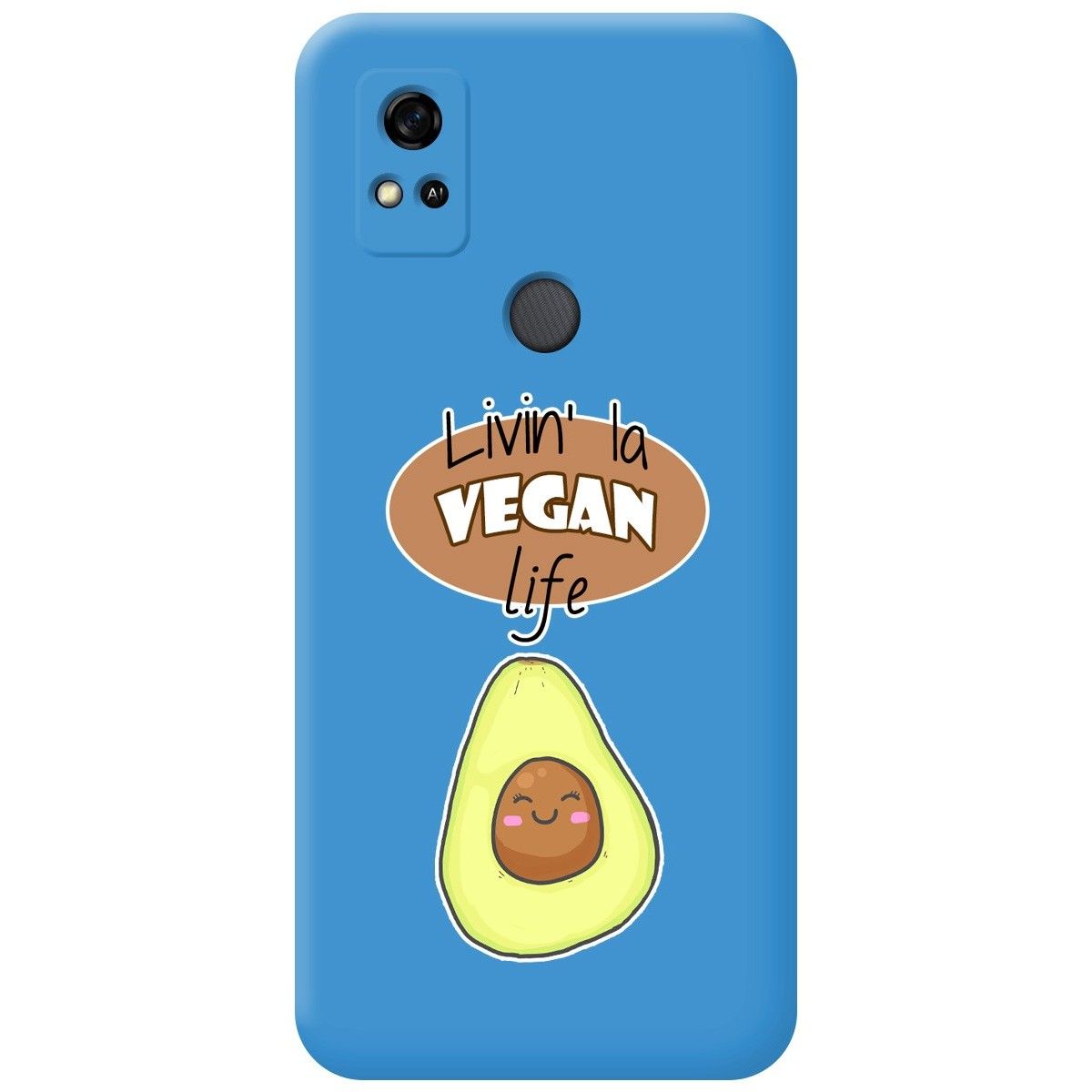 Funda Silicona Líquida Azul para ZTE Blade A31 diseño Vegan Life Dibujos