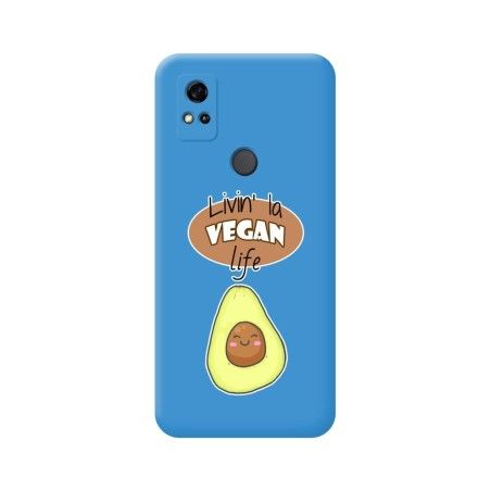 Funda Silicona Líquida Azul para ZTE Blade A31 diseño Vegan Life Dibujos
