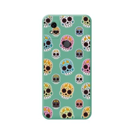 Funda Silicona Líquida Verde para ZTE Blade A31 diseño Catrina Dibujos