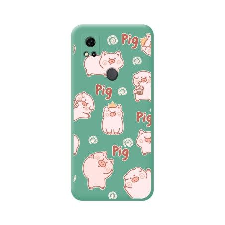 Funda Silicona Líquida Verde para ZTE Blade A31 diseño Cerdos Dibujos